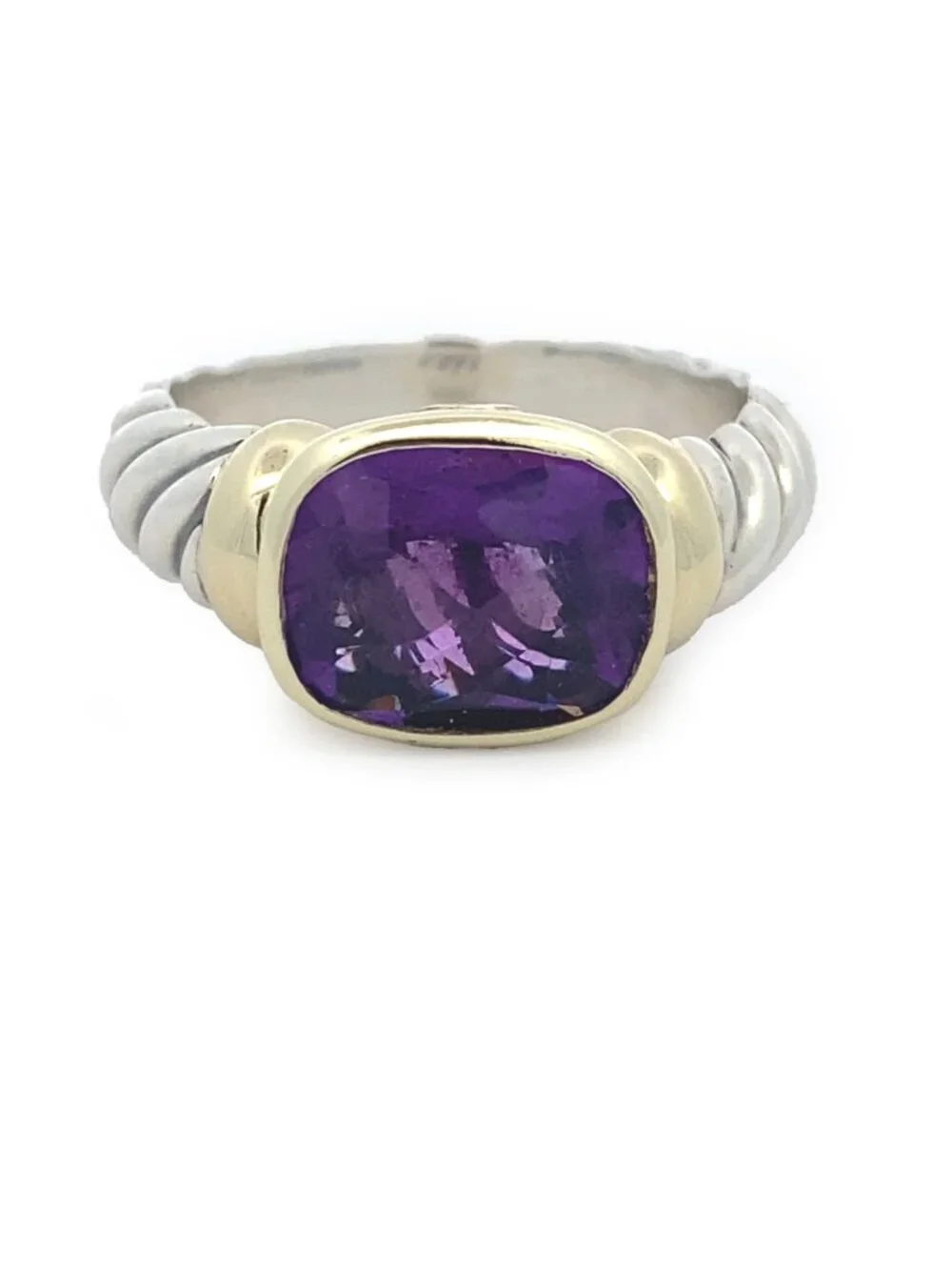 Sterling Silver & 14ky Gold David Yurman Noblesse Amethyst Ring